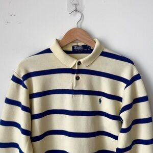 Vintage Polo Ralph Lauren Thick Knit Stripe Rugby Shirt Men’s L Made in USA